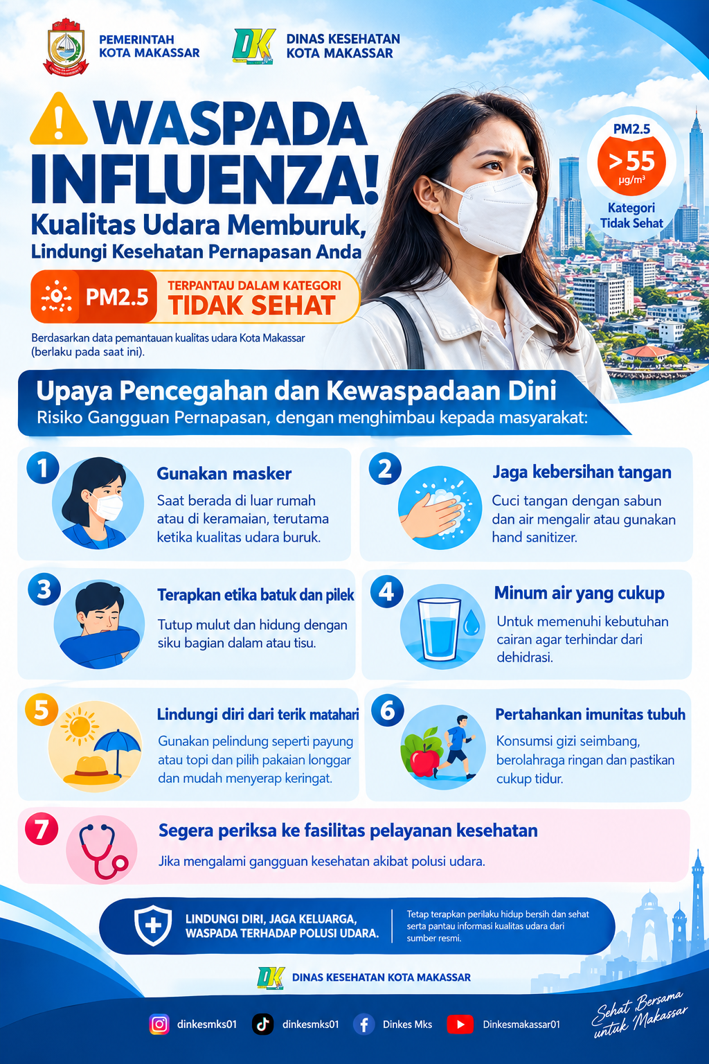 Dinas Kesehatan Kota Makassar Imbau Masyarakat Waspada Influenza di Tengah Memburuknya Kualitas Udara